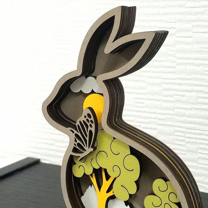 3D木製置物 】うさぎ兎★ アートオブジェ置き物グッズ雑貨かわいい可愛い 動物