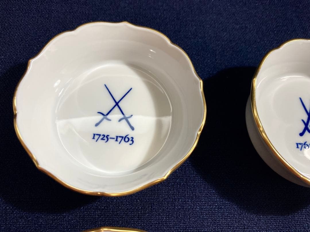 マイセン 歴代 双剣マーク 金彩小皿 /アクアティンタ　ミニトレイ　6枚セット‼️