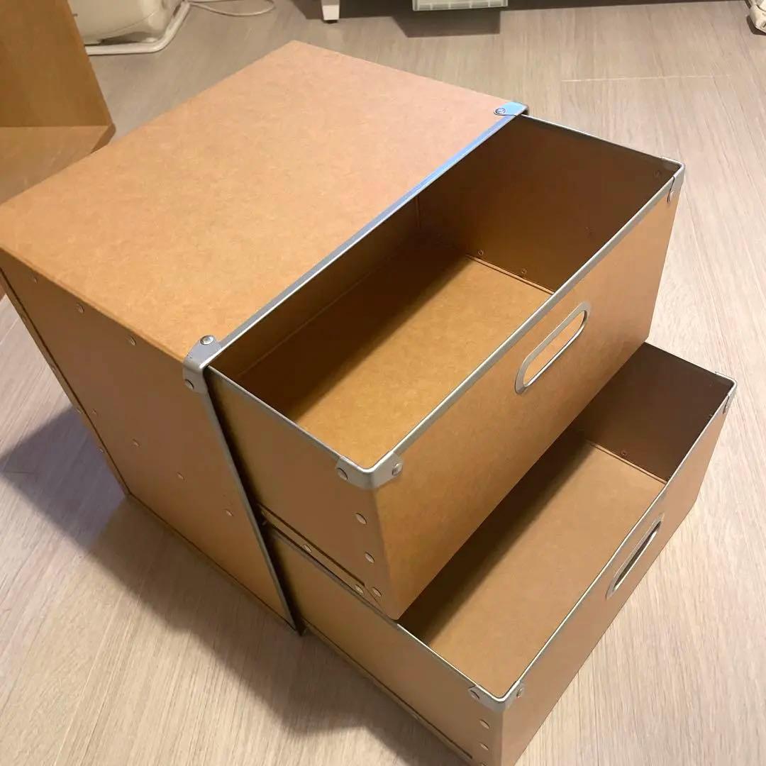 無印良品 スタッキングシェルフ 2段×3列 オーク 廃盤パルプボード収納2個付き