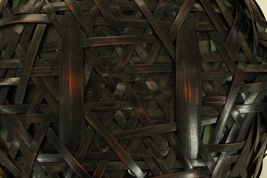 茶道具 竹網 籠 炭斗 時代物(ZE706)