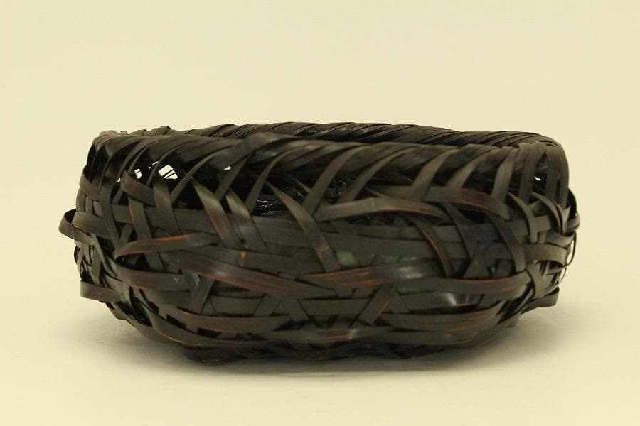 茶道具 竹網 籠 炭斗 時代物(ZE706)