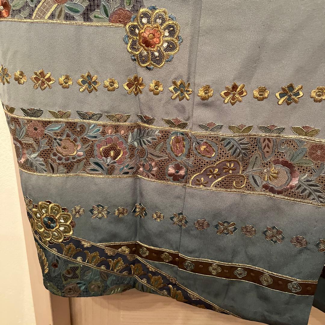 泰斗刺繍　訪問着　着物　スワトウ刺繍