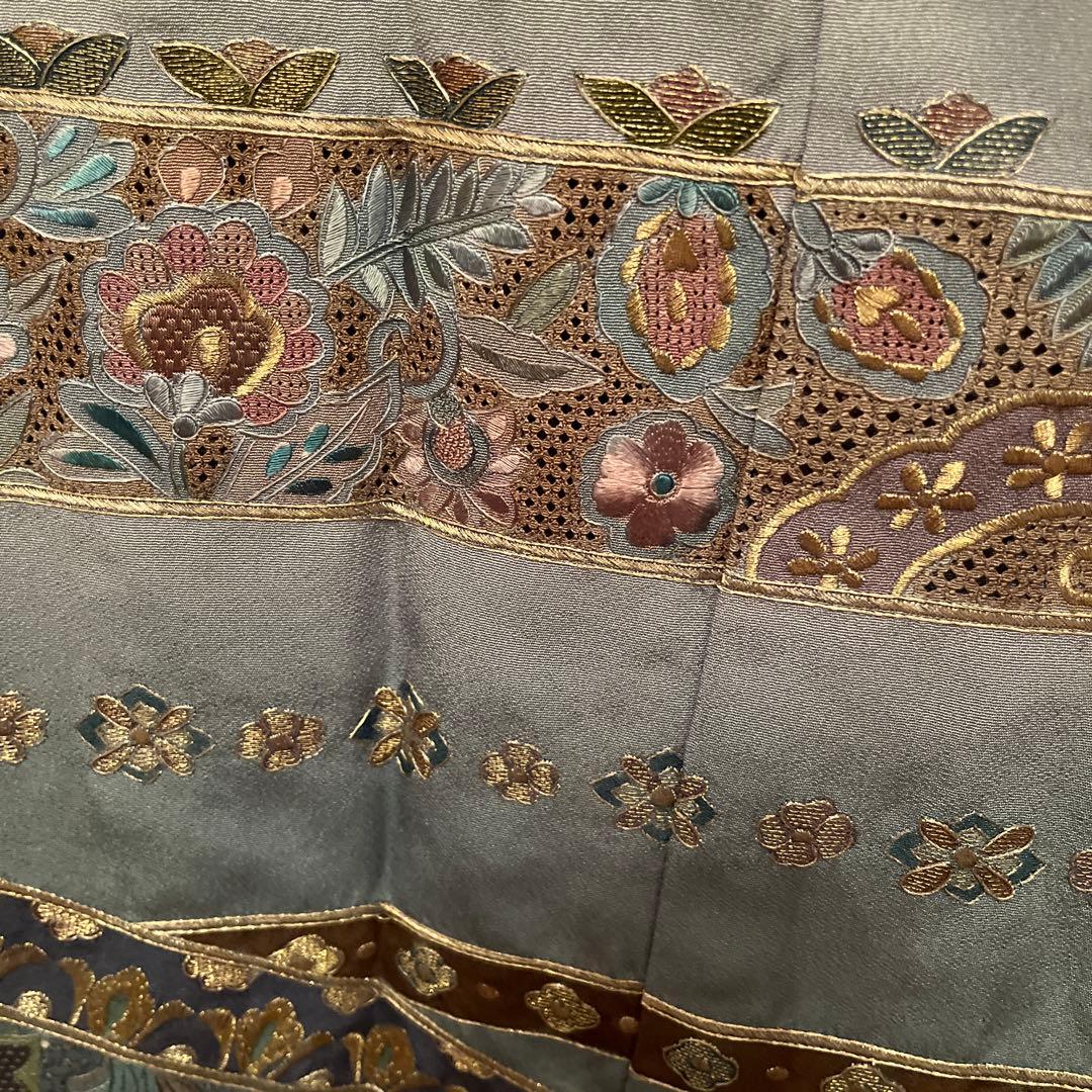 泰斗刺繍　訪問着　着物　スワトウ刺繍