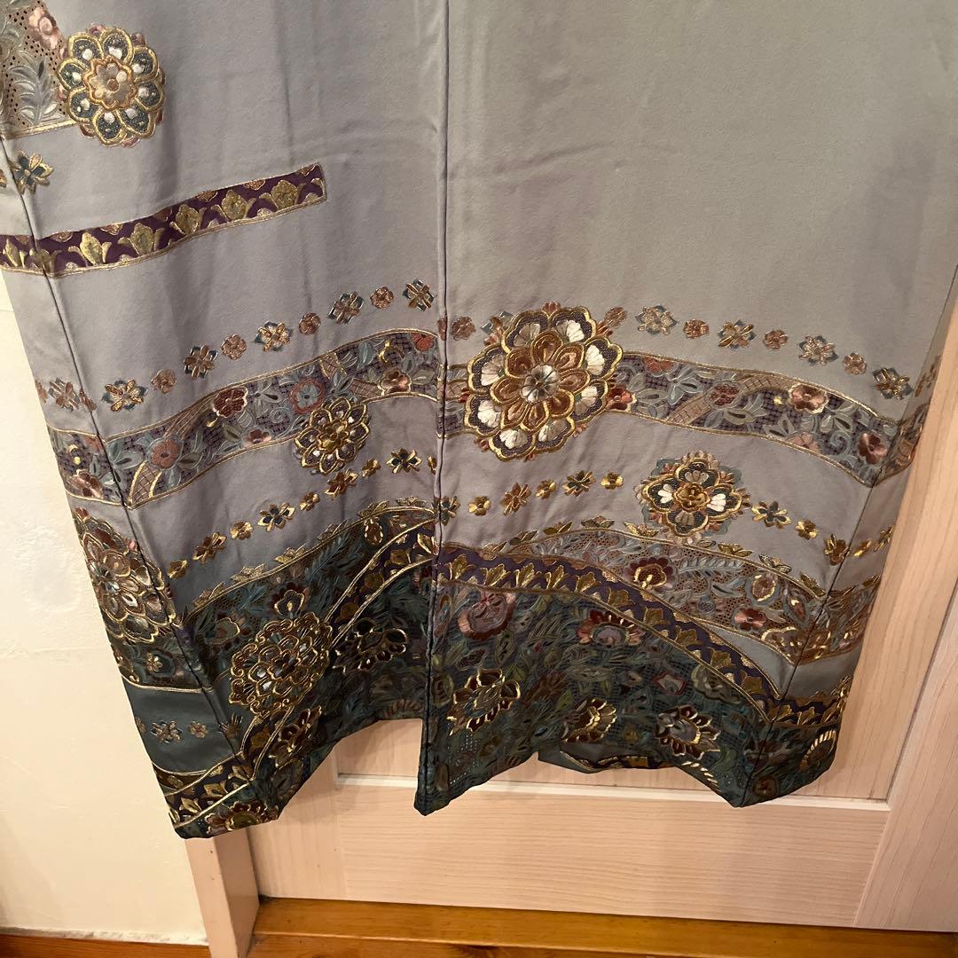 泰斗刺繍　訪問着　着物　スワトウ刺繍