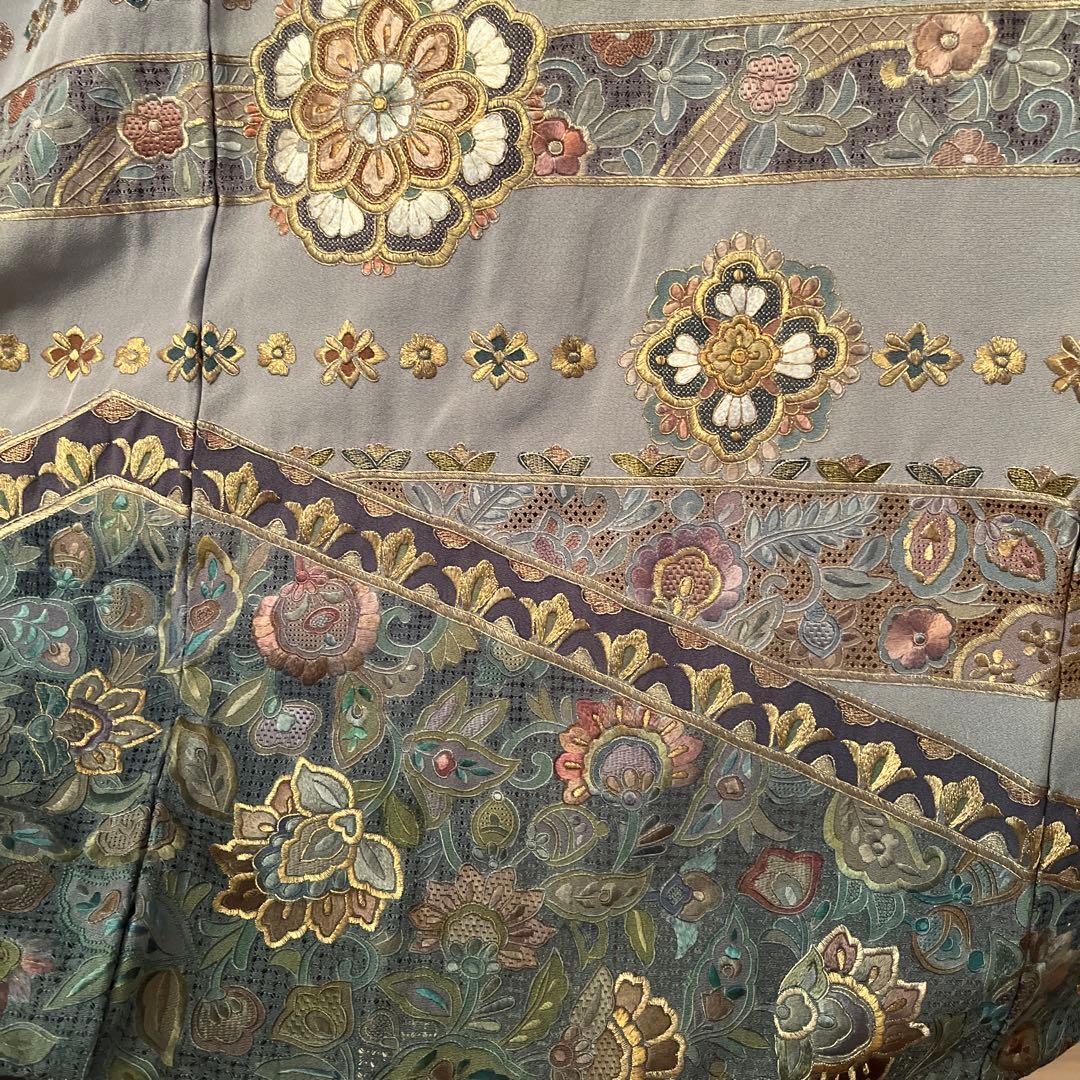 泰斗刺繍　訪問着　着物　スワトウ刺繍