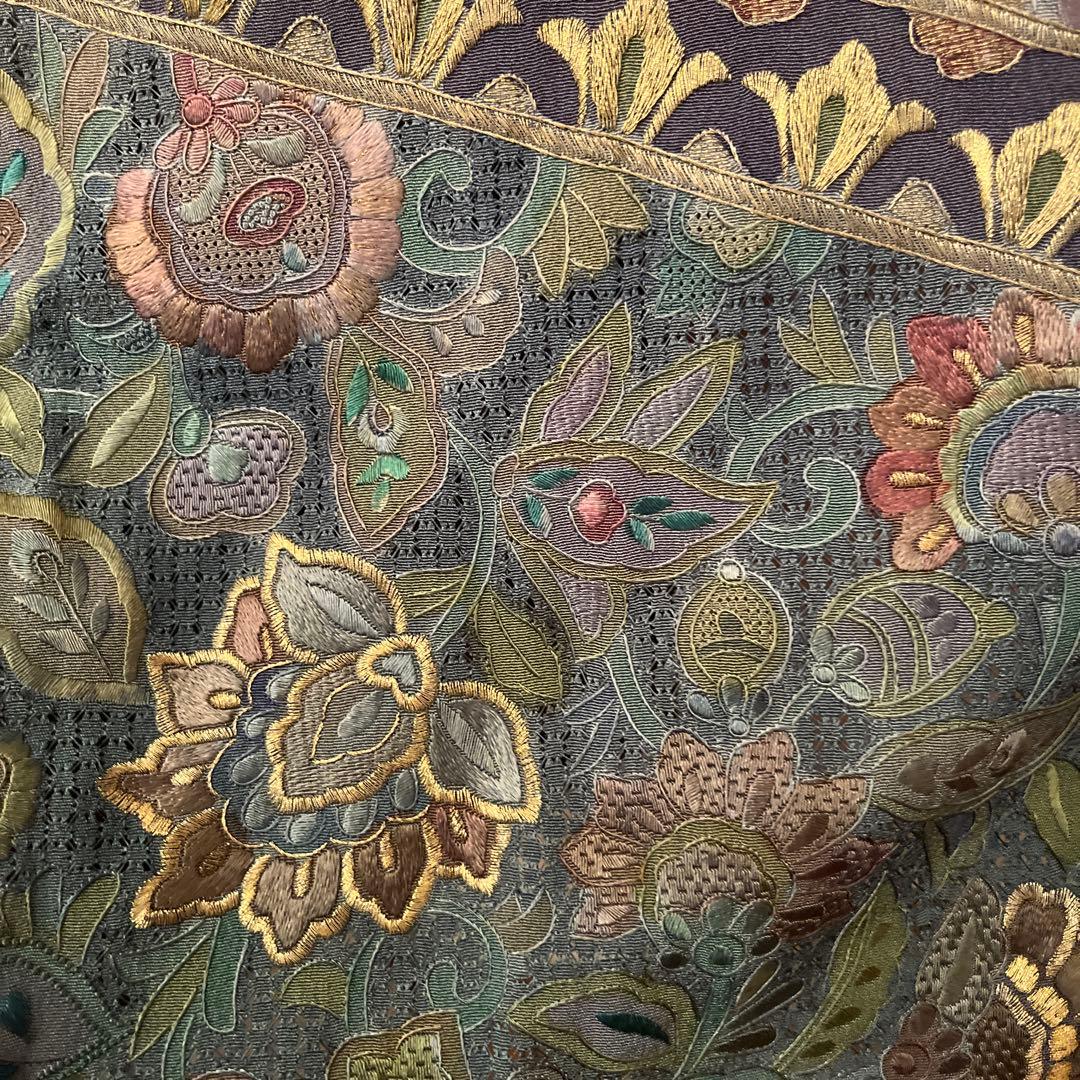 泰斗刺繍　訪問着　着物　スワトウ刺繍
