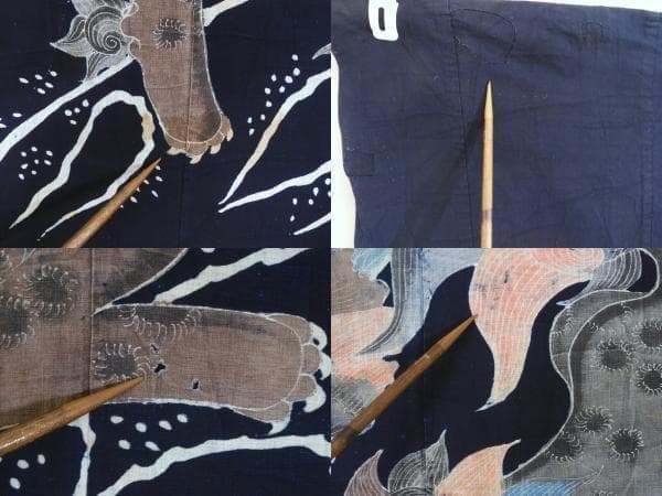 木綿・明治期筒描・唐獅子牡丹・明治の藍木綿・筒描き