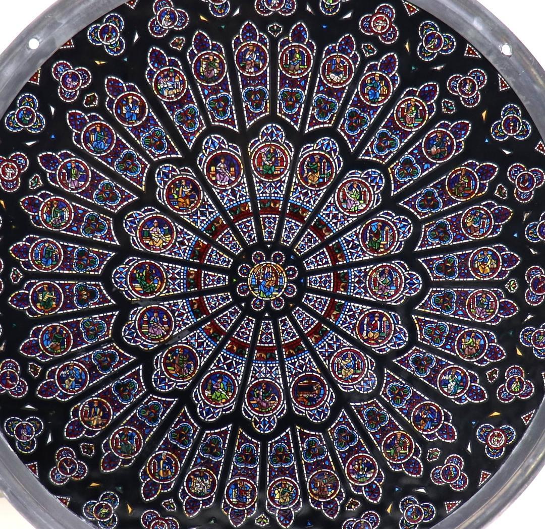 ノートルダム大聖堂 ラージサイズ ヴィンテージ ステンドグラス 北のバラ窓 教会