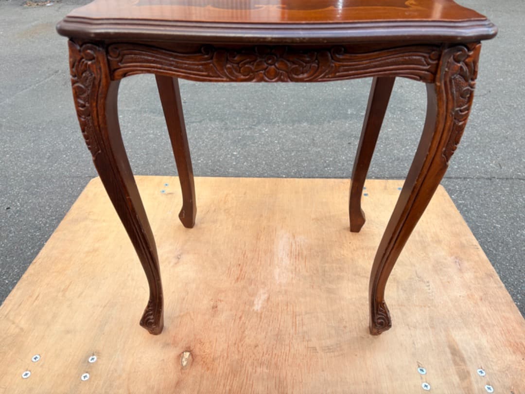 イタリア製　サイドテーブル　象嵌細工　猫脚　ネストテーブル　アンティーク　932