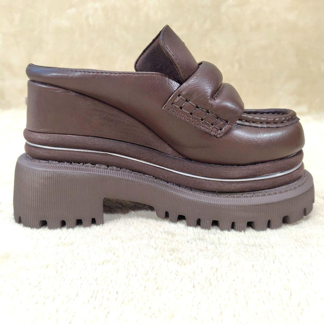 極美品 LANA着用モデル イエロー シューズ 厚底ローファー ブラウン 23