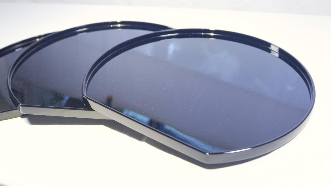 本黒漆塗　半月盆　三枚セット　箱入り　40cm