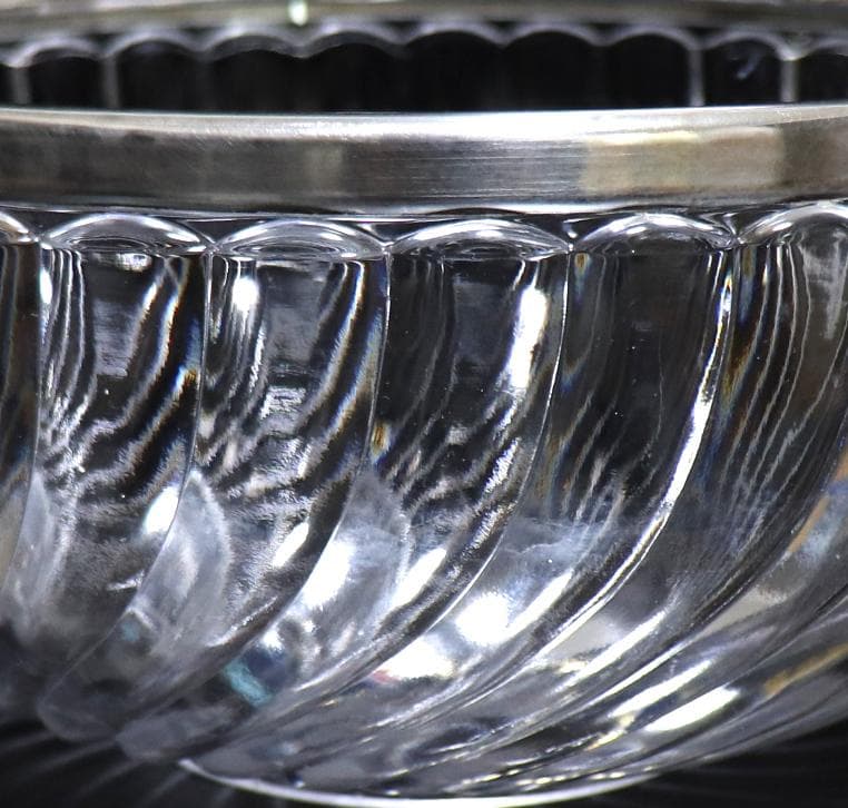 オールド・バカラ 特大3kg 銀巻鉢 バンブー サラダボウル フルーツバスケット