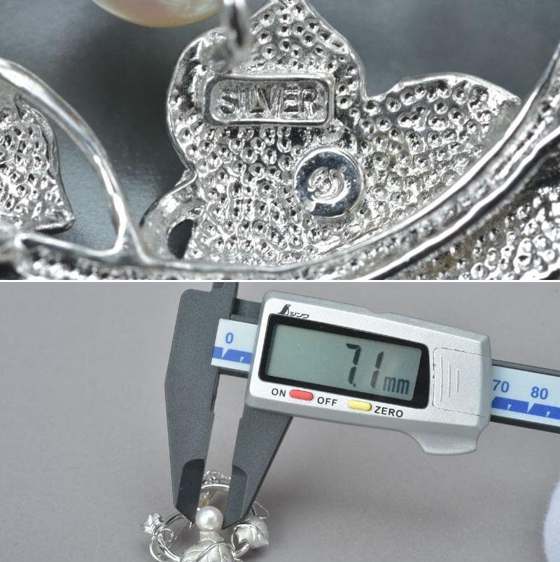 美品 TASAKI ブローチ パール幅7.1mm重さ6.9gSV リーフ ハート