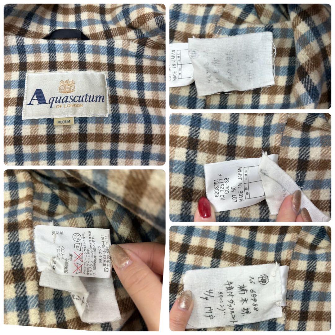 G254 美品 M アクアスキュータム アンゴラ混 ダッフルコート メンズ