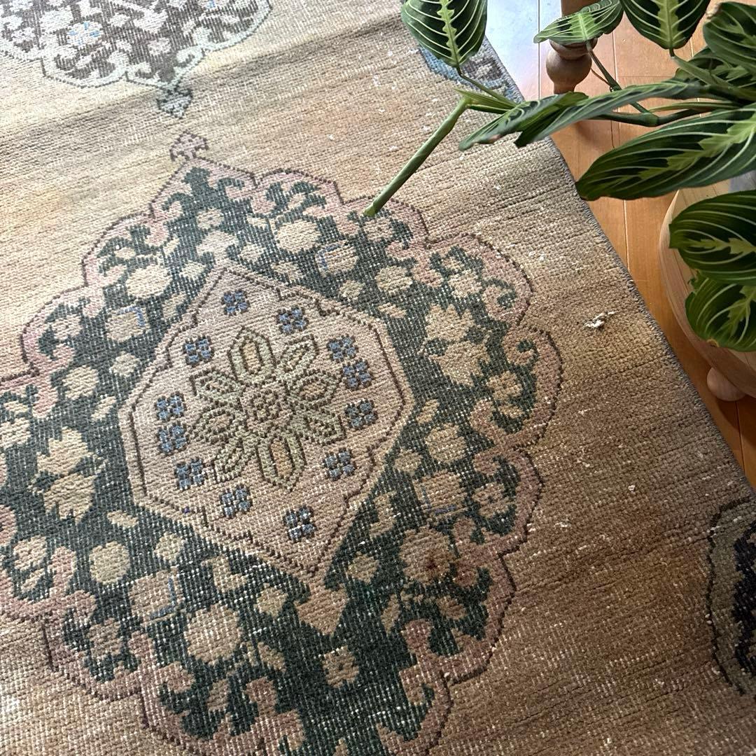 専用ページ　67×139 カーキベージュ　色褪せカラー　トルコヴィンテージラグ