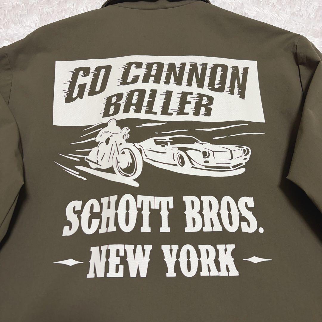 ✨未使用級✨ SCHOTT コーチジャケット 背面プリント カーキ S size