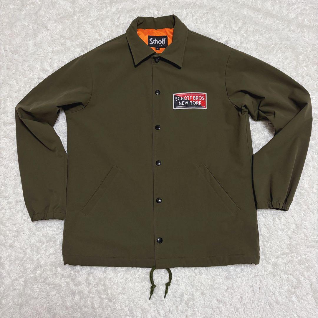 ✨未使用級✨ SCHOTT コーチジャケット 背面プリント カーキ S size