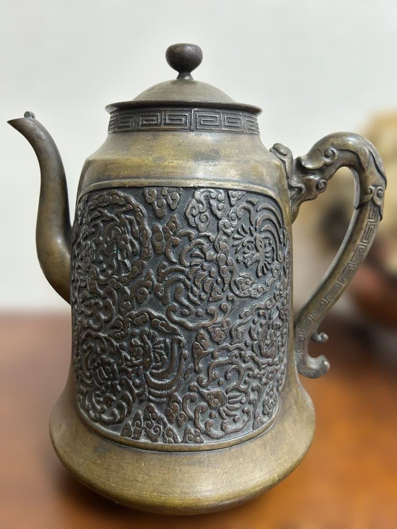 希少品　銅製　ブロンズ　金属製水差し　茶道具　ポット　アンティーク