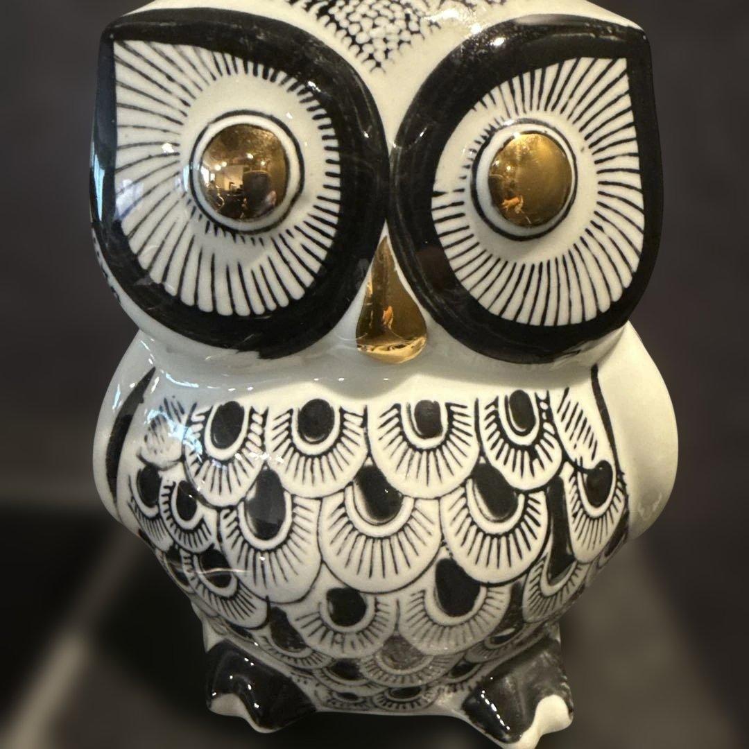陶器　フクロウの貯金箱　インテリア