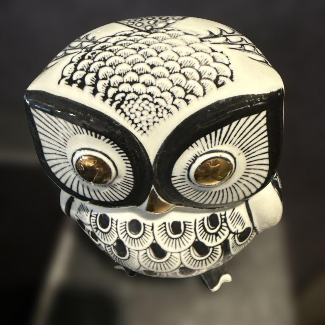 陶器　フクロウの貯金箱　インテリア