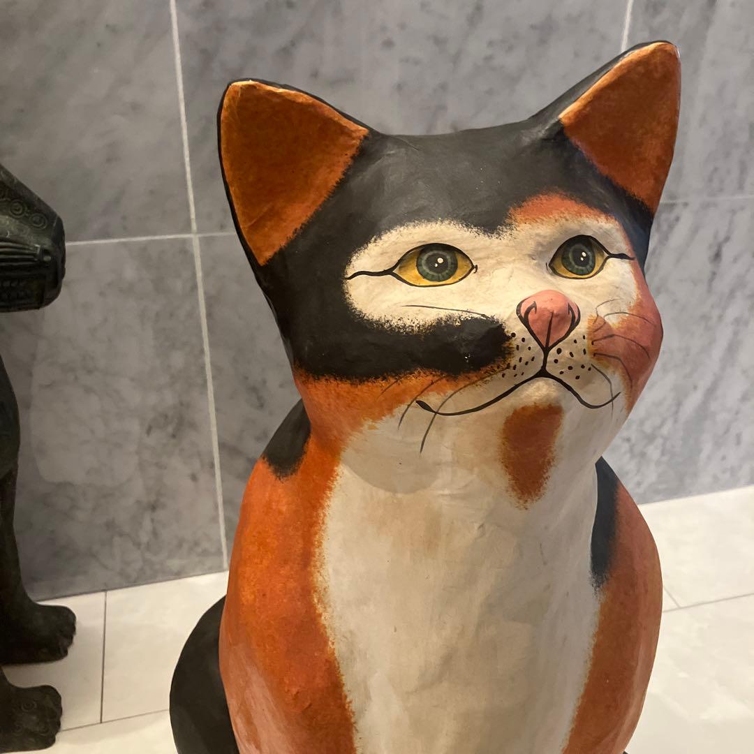 1960-70年代ビンテージ瞳が美し過ぎる超特大の美術館展示級の芸術的な張子の猫