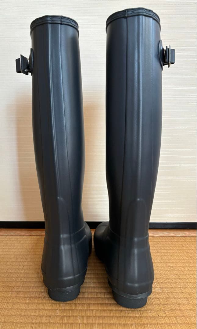 HUNTER ロングレインブーツ ネイビー バックル付き 25センチ