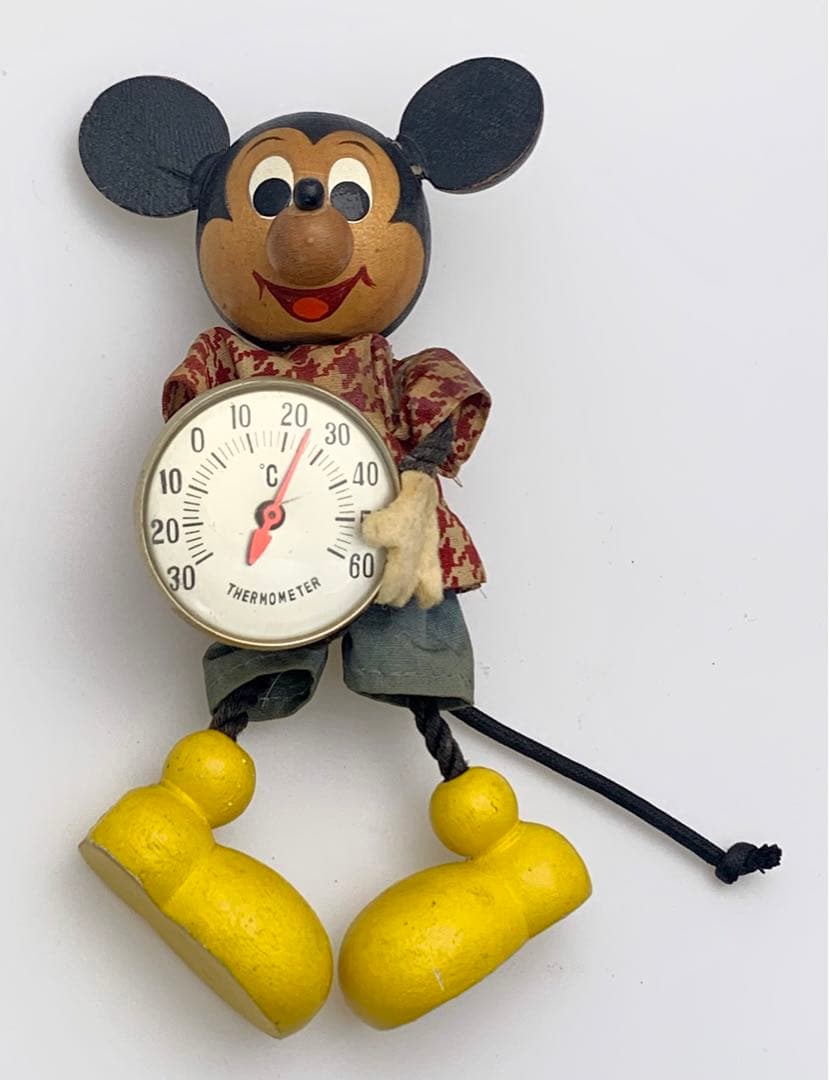 ミッキー 木製 温度計 レトロ ヴィンテージ ディズニー オールド Disney