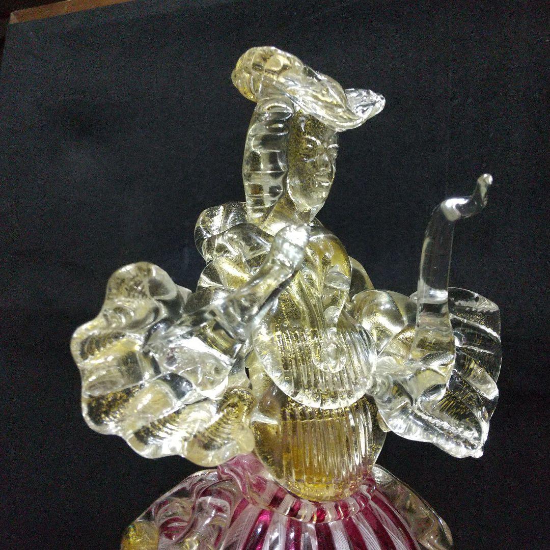 イタリア製ベネチアん ムラ―ノ島ガラス工芸品 大型フィギュリン 33cm 貴婦人