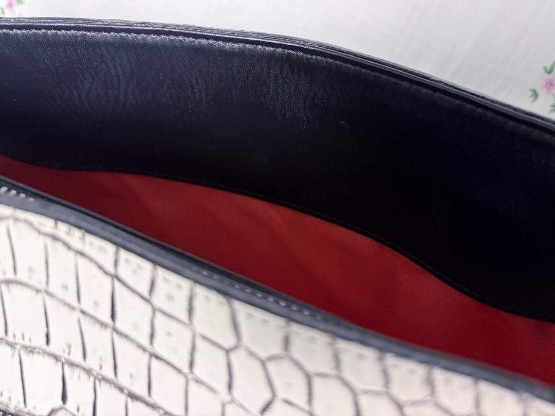 新品 定価14万円 CROIX  クロコダイル バッグ ホワイト系