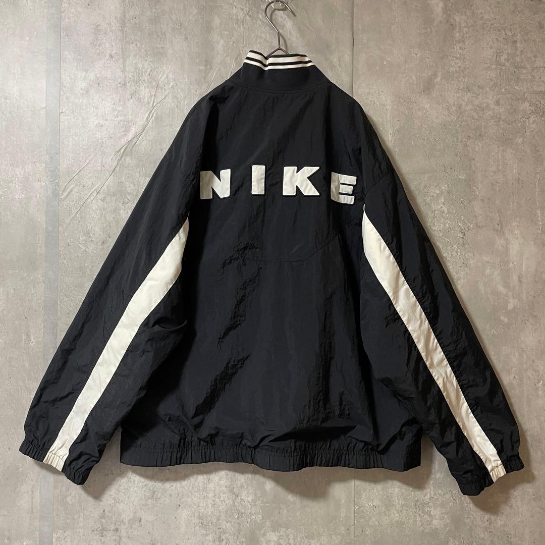 NIKEナイキナイロントラックジャケットハーフジップ黒ブラック刺繍ロゴ希少90s