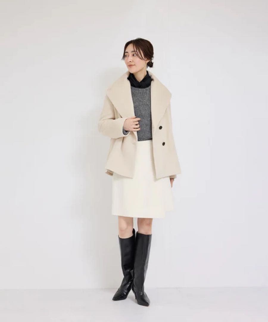 ひ　　ロペ　プレミアムカシミヤショートコート　キナリ　サイズ40