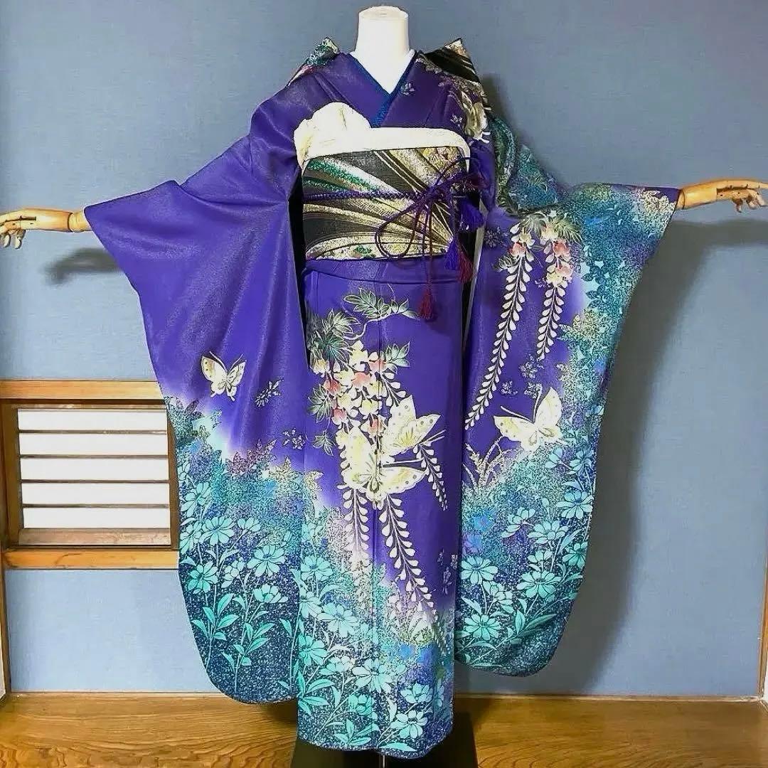 振袖フルセット　高身長　金通し　手描き友禅　成人式振袖　振袖　裄丈71