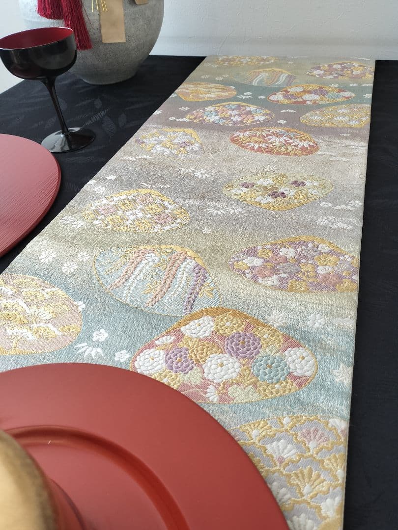 A717高級‼️ひな祭り‼️袋帯テーブルランナー2m17cm
