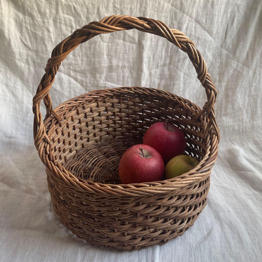 持ち手つき　あけびかご　小物入れ　古道具