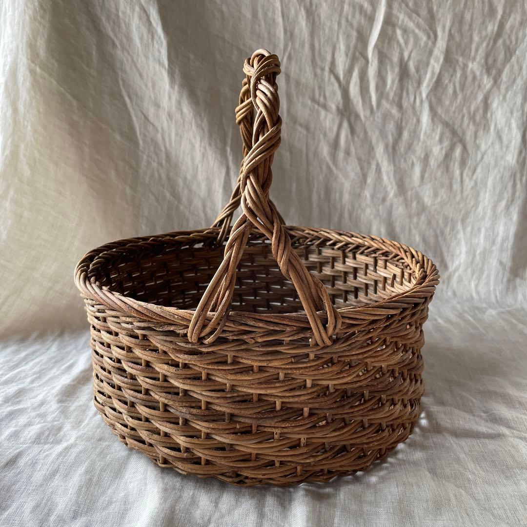 持ち手つき　あけびかご　小物入れ　古道具