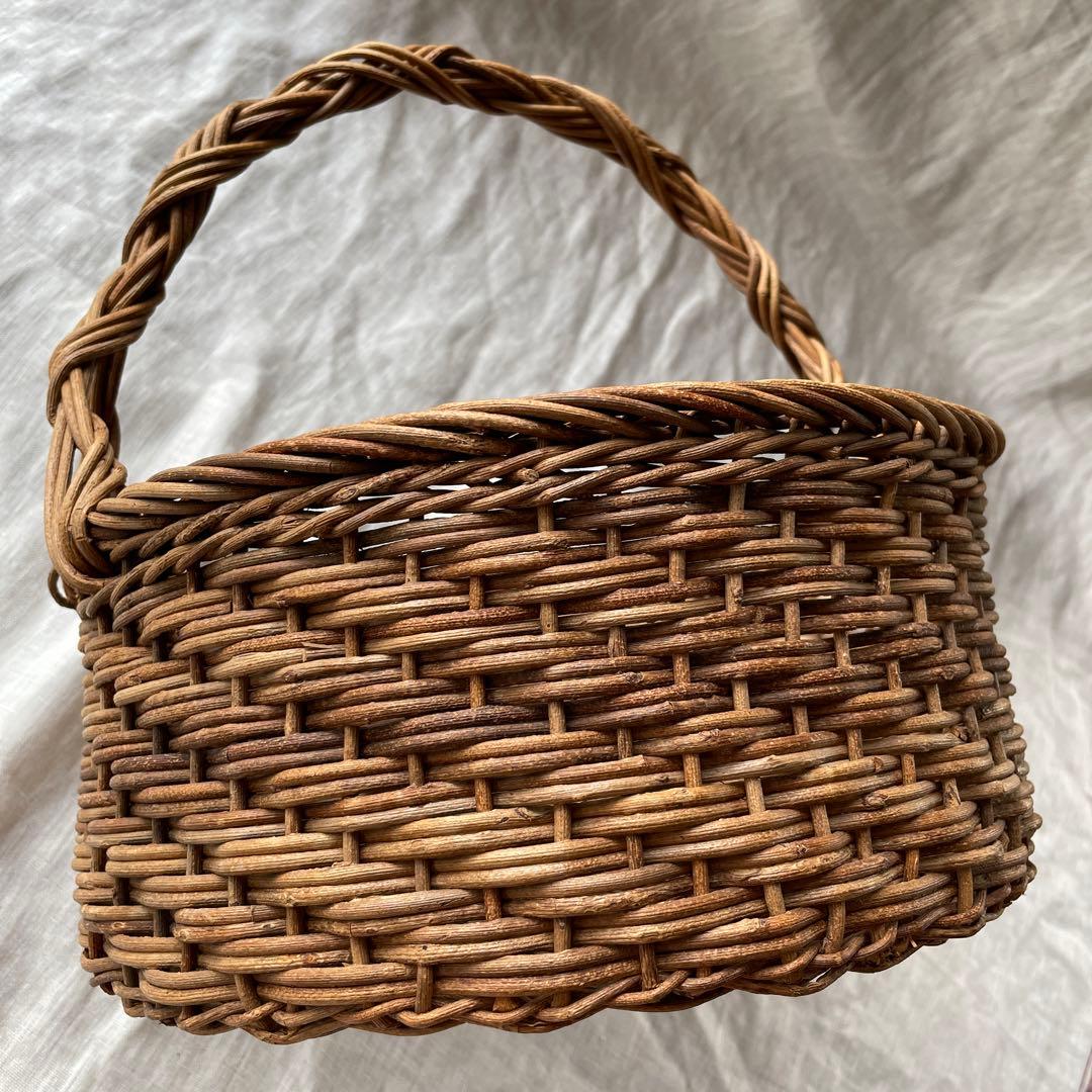 持ち手つき　あけびかご　小物入れ　古道具