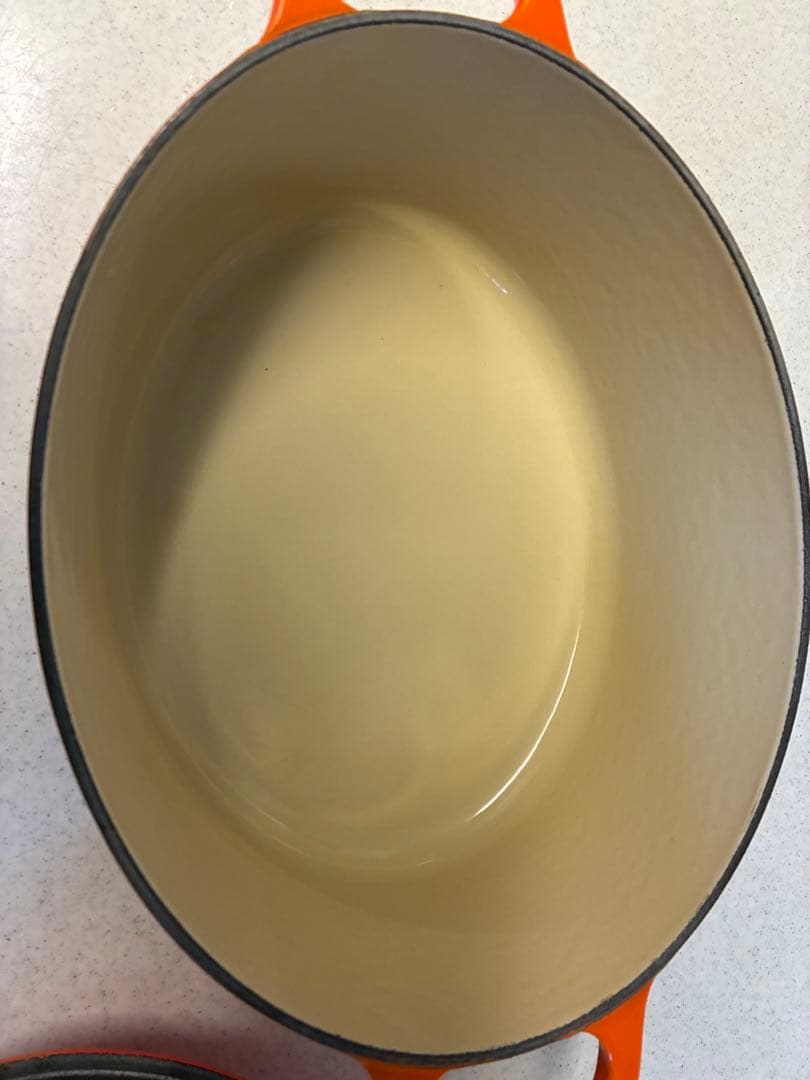 【美品】ル・クルーゼ ココット・オーバル 25cm オレンジ（フレイム）