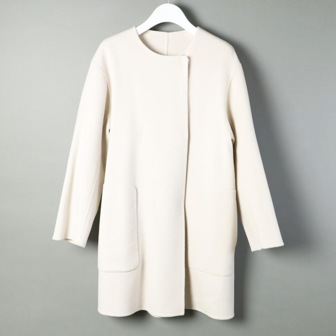 213 新品 ICBアイシービー ウールリバー ストール付きノーカラーコート2