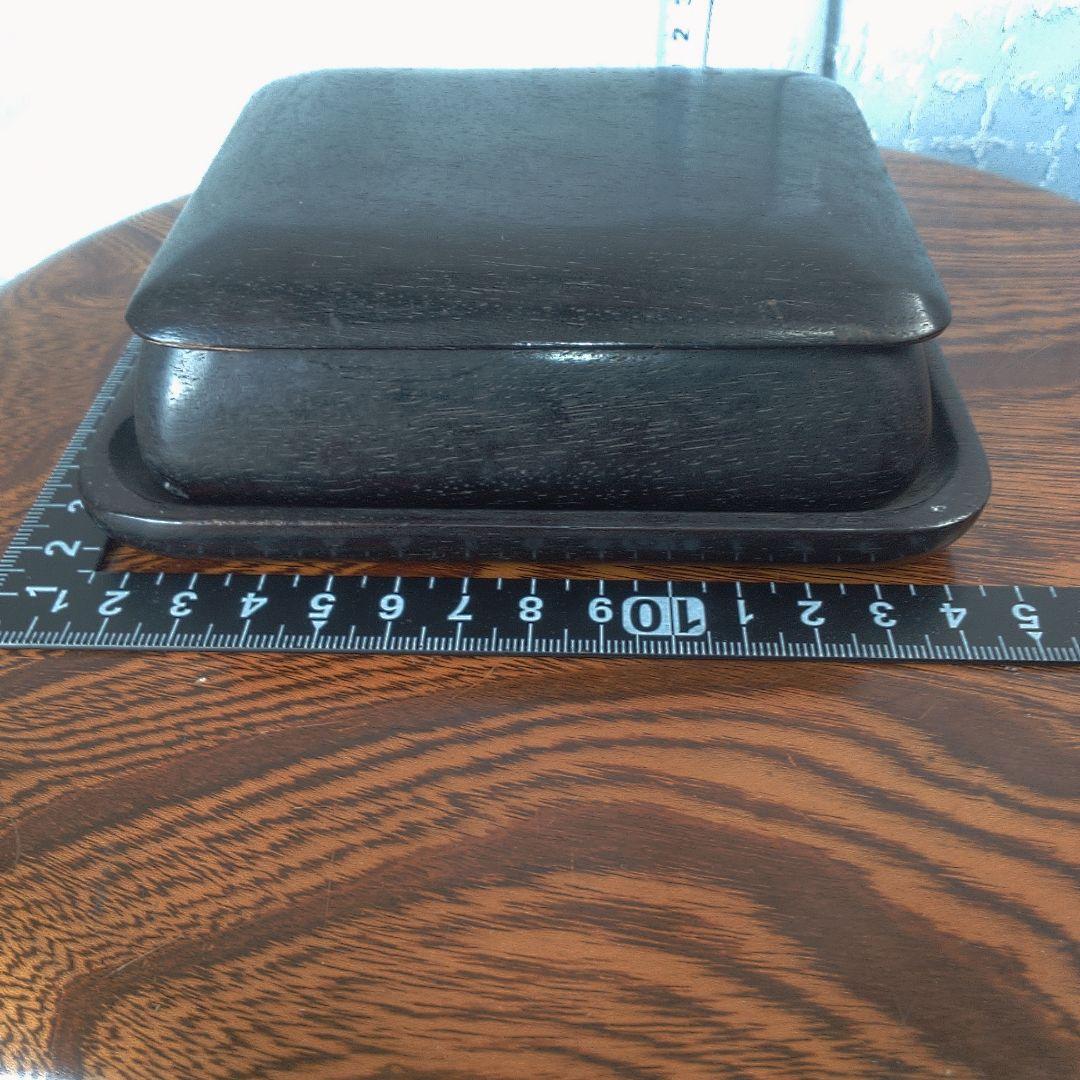 骨董６ 中国？木製円形茶道具 蓋付き 約10cm