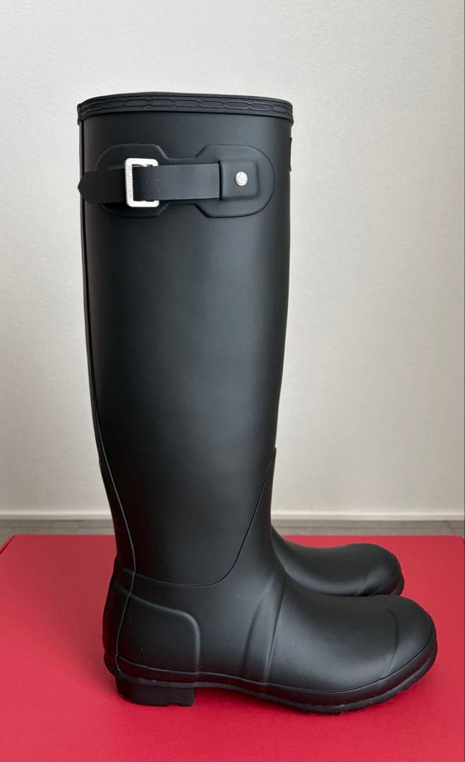 【25㎝】HUNTER ロング レインブーツ 雨靴 ブラック 黒
