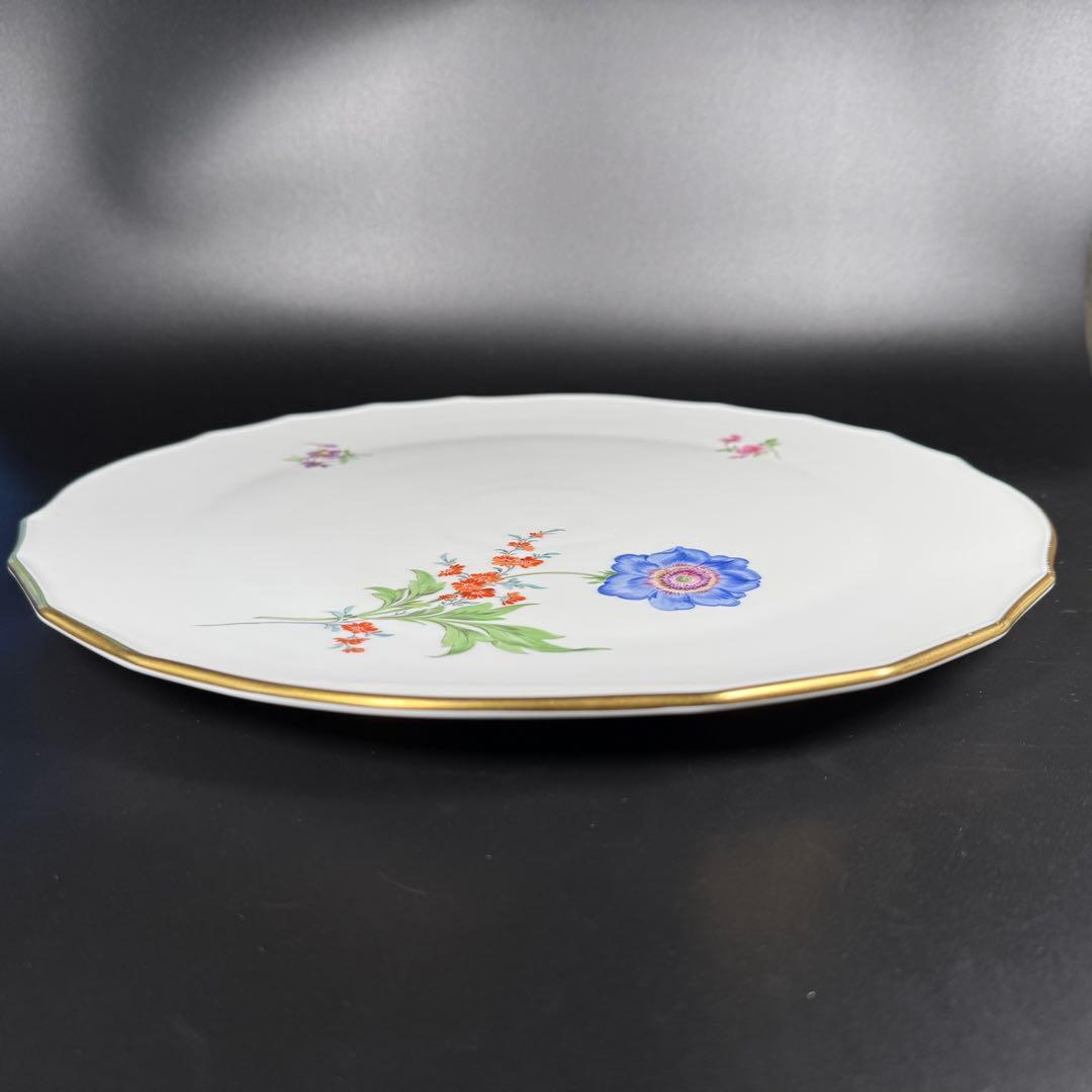 未使用 マイセン 金彩 2つ花 アネモネグランドプレート(34cm)1枚、1級品