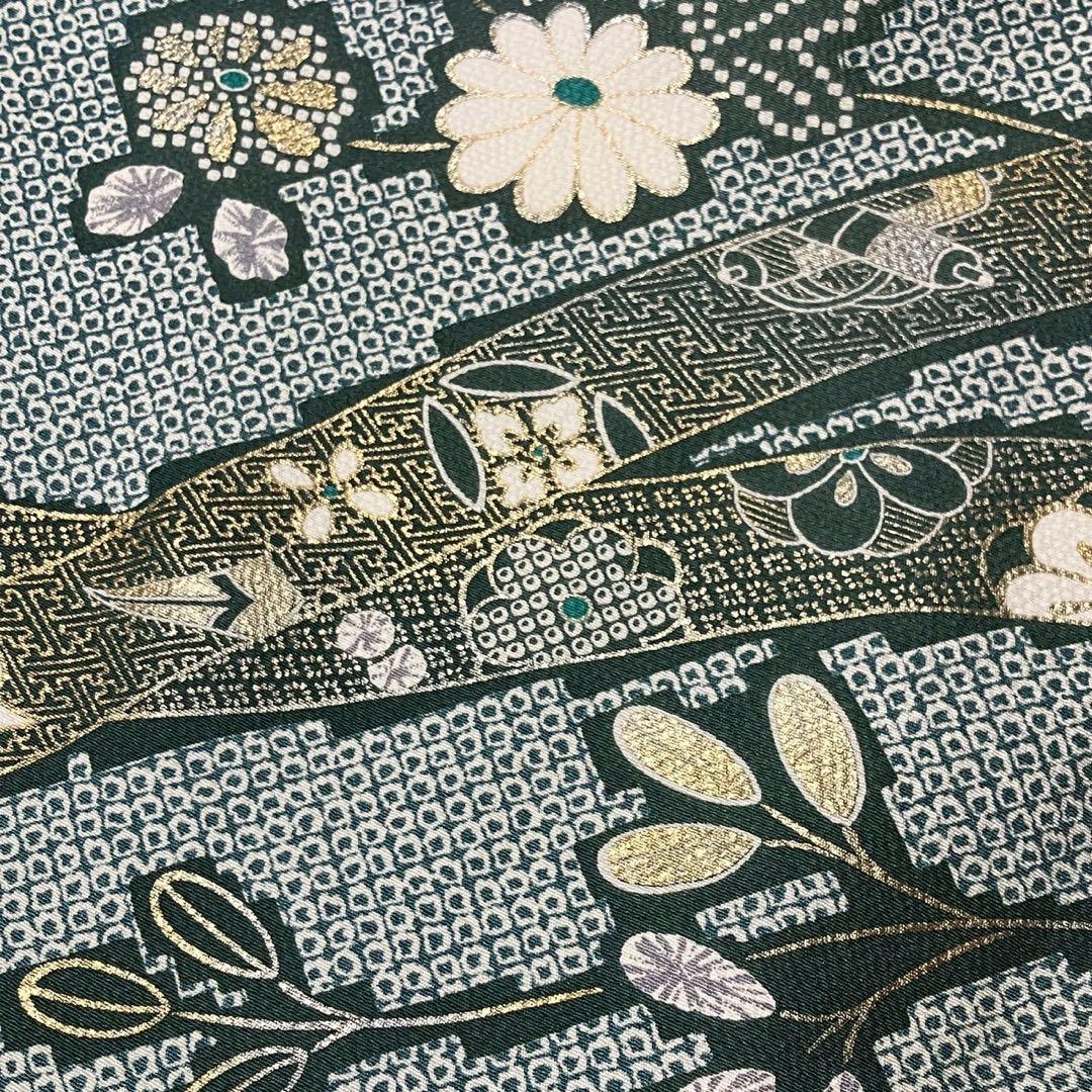 みーちゃん様［7155］訪問着 美品 熨斗目文様 鹿の子柄 金彩 正絹 着物 袷