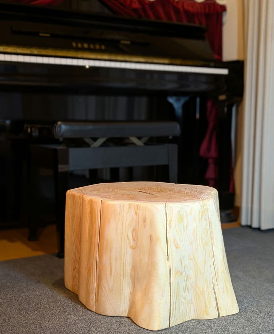 天然椹　サワラ　大型　切り株　丸太　椅子　スツール　テーブル　高さ約30㎝