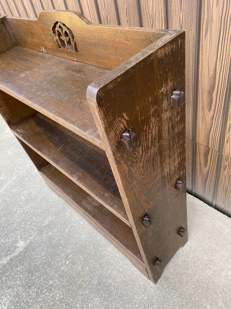 木製本棚　くさび棚　古家具　アンティーク　古道具　引き出し　シェルフ　棚　レトロ