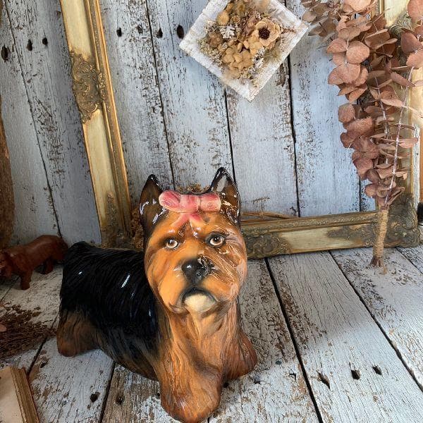 イタリア製 ヴィンテージ*陶磁器 ヨークシャーテリア フィギュリン*犬 置物
