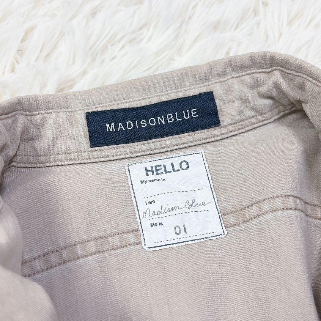 マディソンブルー　コットン　ハンプトンシャツ　ロゴ刺繍　ロゴボタン