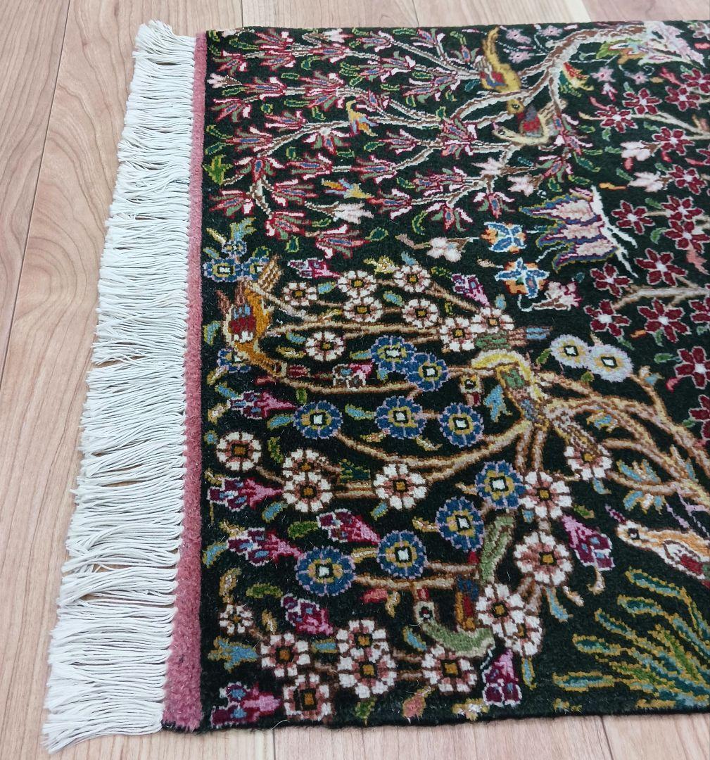 Y3345 ペルシャ絨毯 タブリーズ産 ウール 手織り 生命の樹