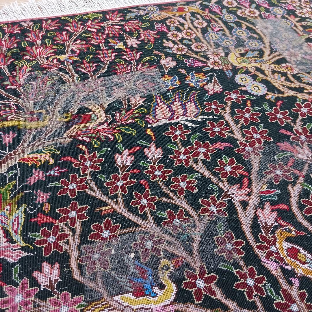 Y3345 ペルシャ絨毯 タブリーズ産 ウール 手織り 生命の樹