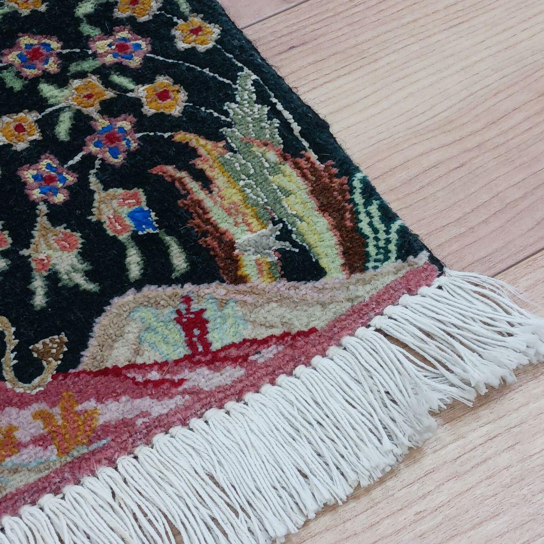 Y3345 ペルシャ絨毯 タブリーズ産 ウール 手織り 生命の樹