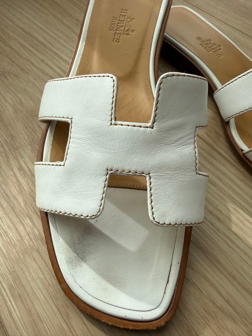HERMES エルメス オランサンダル ホワイト36.5